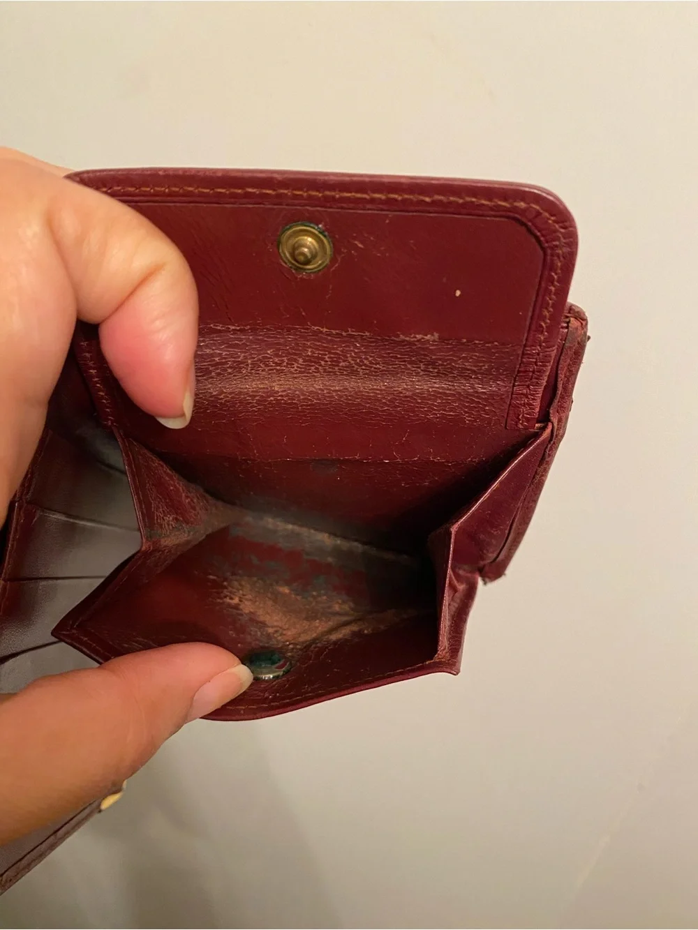 Cartier Euc Leather Bifold Wallet - Burgundy with Gold Corners